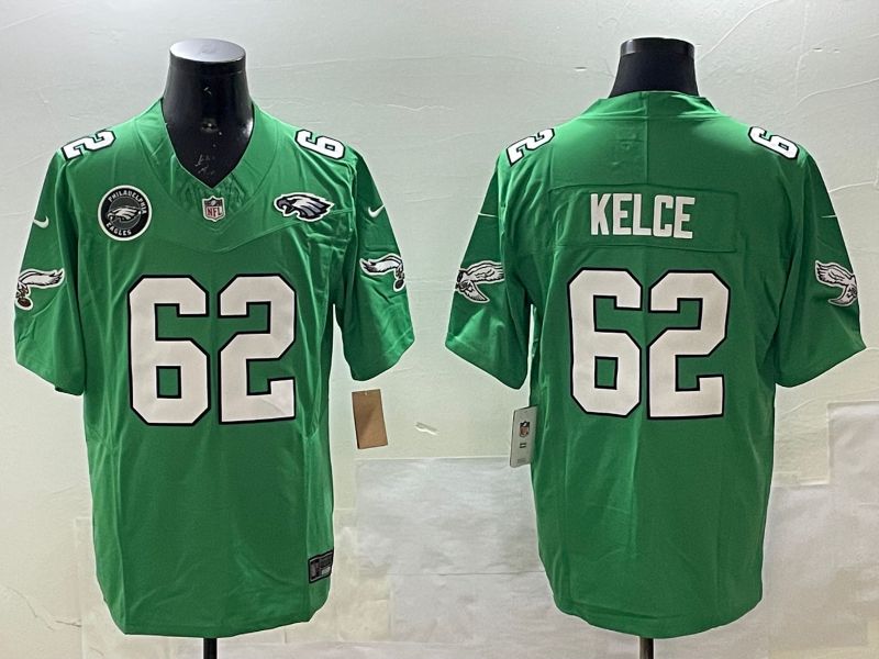 Men Philadelphia Eagles #62 Kelce Green three generations 2025 Nike Vapor Limited NFL Jersey style 25->philadelphia eagles->NFL Jersey